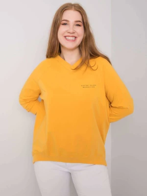 Bluza plus size ciemny żółty casual bez kaptura wkładane przez głowę dekolt okrągły rękaw długi Relevance