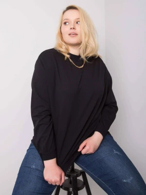 Bluza plus size czarny casual dekolt okrągły rękaw długi Basic feel good