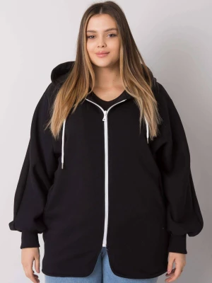 Bluza plus size czarny casual z kapturem rozpinane kaptur rękaw długi zamek Relevance