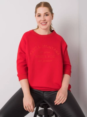 Bluza plus size czerwony casual bez kaptura wkładane przez głowę dekolt okrągły rękaw 3/4 Relevance