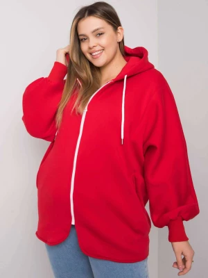 Bluza plus size czerwony casual z kapturem rozpinane kaptur rękaw długi zamek Relevance