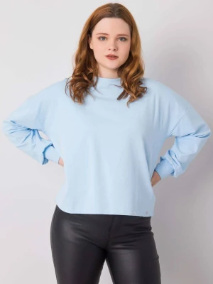 Bluza plus size jasny niebieski casual dekolt okrągły rękaw długi Basic feel good