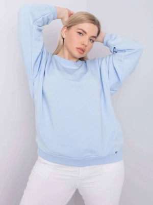 Bluza plus size jasny niebieski casual dekolt okrągły rękaw długi Basic feel good