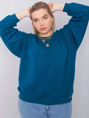 Bluza plus size morski casual dekolt okrągły rękaw długi Basic feel good