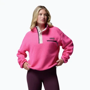Bluza polarowa damska Columbia Helvetia II Cropped Half Snap Fleece nico / dark stone Różowy