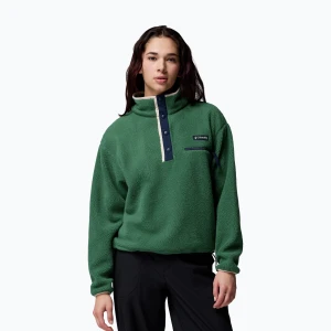Bluza polarowa damska Columbia Helvetia II Cropped Half Snap Fleece rain forest/collegiate navy/dark stone