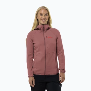 Bluza polarowa damska Jack Wolfskin Kolbenberg Hooded Fz mineral red