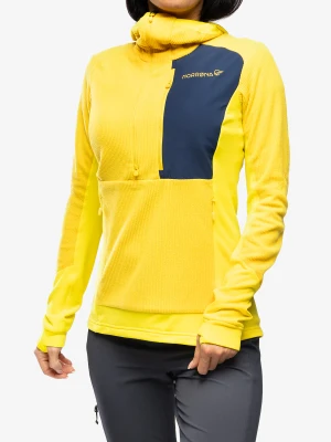 Bluza polarowa damska Norrona Lofoten Thermal Pro Hood - blazing yellow/sulphur