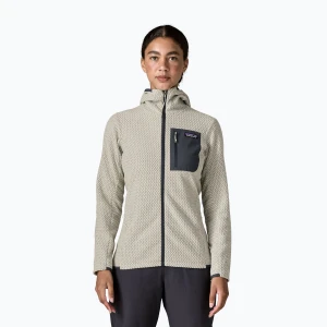 Bluza polarowa damska Patagonia R1 Air Full-Zip Hoody birch white Szary