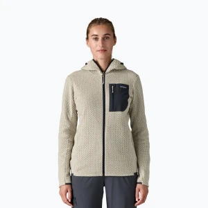 Bluza polarowa damska Patagonia R1 Air Full-Zip Hoody wool white Beżowy