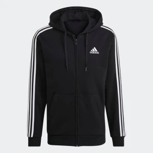 Bluza polarowa Essentials z kapturem i suwakiem na całej długości oraz 3 paskami Adidas czarny