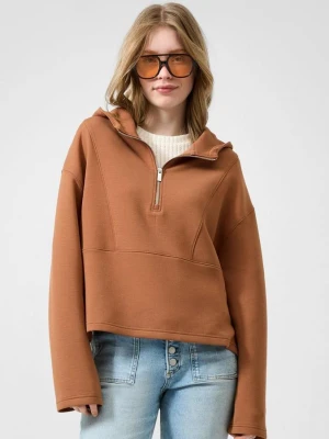 Bluza z kapturem z interlocku QS brązowy