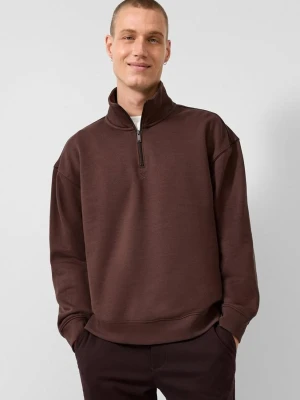 Bluza z haftowanym logo QS brązowy