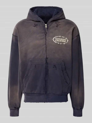 Bluza rozpinana o kroju oversized z mieszanki bawełny model 'SAVY' Don't Waste Culture Ciemnoniebieski