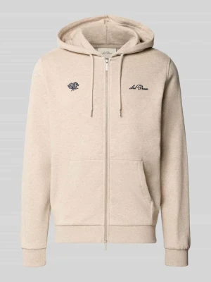 bluza rozpinana o kroju regular fit z czystej bawełny z wyhaftowanym logo Les Deux Beżowy melanż