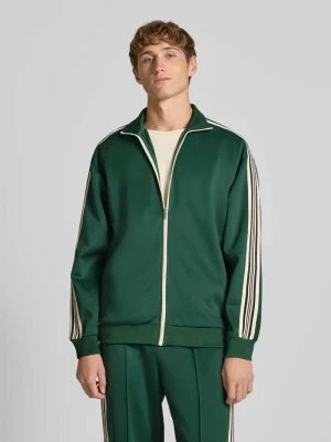 Bluza rozpinana o kroju regular fit z lampasami model ‘RIBER’ Only & Sons Ciemnozielony
