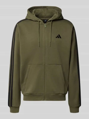 bluza rozpinana o kroju regular fit z mieszanki bawełny model 'M 3S FL FZ HD' Adidas Oliwkowy