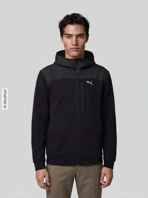 bluza rozpinana o kroju regular fit z mieszanki bawełny model 'PUMATECH' Czarny