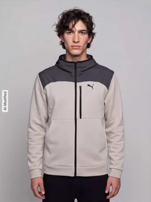 bluza rozpinana o kroju regular fit z mieszanki bawełny model 'PUMATECH' Jasnoszary