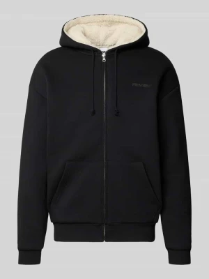 Bluza rozpinana o kroju regular fit z mieszanki bawełny z podszewką ze sztucznego kożuszka REVIEW Czarny