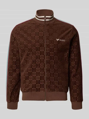 bluza rozpinana o kroju regular fit z wyhaftowanym logo COLUCCI Ciemnobrązowy