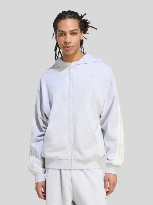Bluza rozpinana o kroju relaxed fit z czystej bawełny z kapturem Adidas Jasnoszary