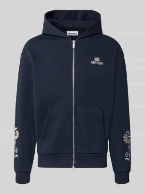 Bluza rozpinana o kroju relaxed fit z kapturem REVIEW Granatowy