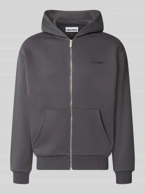 Bluza rozpinana o kroju relaxed fit z mieszanki bawełny z detalem z logo REVIEW Ciemnoszary