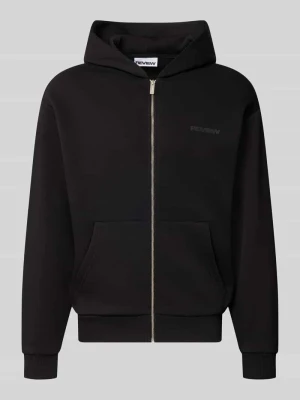 Bluza rozpinana o kroju relaxed fit z mieszanki bawełny z detalem z logo REVIEW Czarny