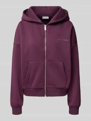 Bluza rozpinana o kroju relaxed fit z mieszanki bawełny z detalem z logo REVIEW Śliwkowy