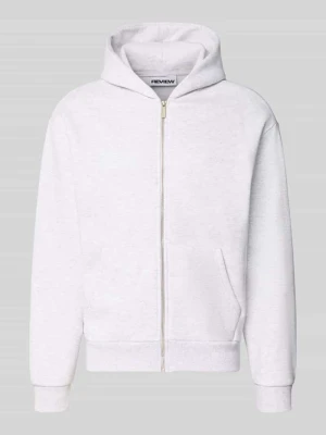 Bluza rozpinana o kroju relaxed fit z mieszanki bawełny z detalem z logo REVIEW Złamany biały melanż