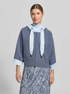 Bluza rozpinana o kroju relaxed fit z mieszanki wiskozy z detalem z logo Marc Cain