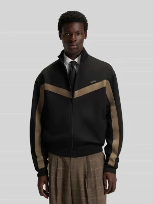 Bluza rozpinana o kroju relaxed fit z taśmą ze wzorem w jodełkę model ‘DARTI’ HUGO