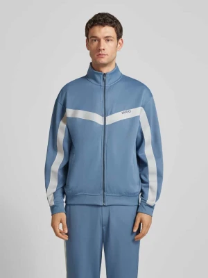 Bluza rozpinana o kroju relaxed fit z taśmą ze wzorem w jodełkę model ‘DARTI’ HUGO