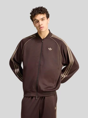 Bluza rozpinana o kroju relaxed fit z zamkiem błyskawicznym dwustronnym adidas Originals Ciemnobrązowy