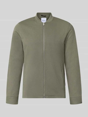 bluza rozpinana o kroju slim fit ze stójką lindbergh Oliwkowy