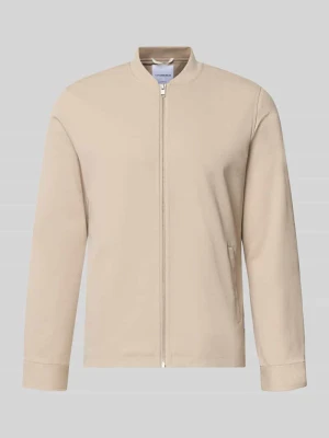 bluza rozpinana o kroju slim fit ze stójką lindbergh Piaskowy