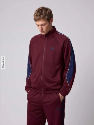 Bluza rozpinana o luźnym kroju z dodatkiem bawełny model 'STADIUM' Adidas Ciemnoczerwony