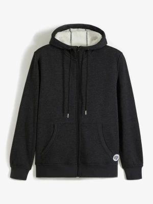 Bluza rozpinana ocieplana, na podszewce z polarowego baranka BonPrix czarny