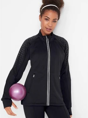 Bluza rozpinana termoaktywna z odblaskowym nadrukiem BonPrix czarny