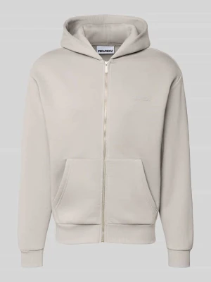 bluza rozpinana w kroju regular fit z kieszenią kangurka REVIEW Jasnoszary