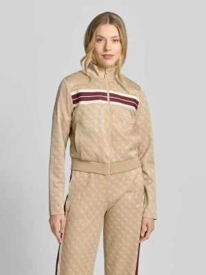 Bluza rozpinana w kroju regular fit z nadrukiem z logo na całej powierzchni model 'Jacquard' Guess Activewear