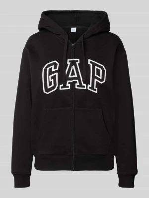 bluza rozpinana z kapturem i kieszenią kangurka model 'HERITAGE' GAP Czarny