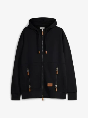 Bluza rozpinana z kapturem, loose fit, z miękkiej mieszanki bawełny BonPrix czarny