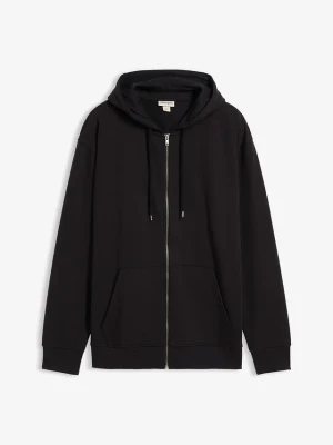 Bluza rozpinana z kapturem, luźny krój BonPrix czarny