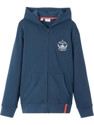 Bluza rozpinana z kapturem, z czystej bawełny BonPrix niebieski