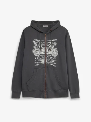 Bluza rozpinana z kapturem, z czystej bawełny BonPrix szary