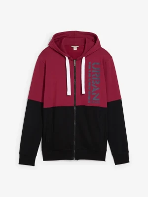 Bluza rozpinana z kapturem z czystej bawełny organicznej BonPrix czerwony