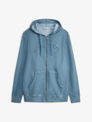 Bluza rozpinana z kapturem, z czystej bawełny, z efektem sprania BonPrix niebieski