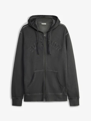 Bluza rozpinana z kapturem, z czystej bawełny, z efektem sprania BonPrix szary